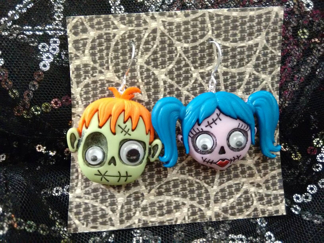 Halloween zombie earrings