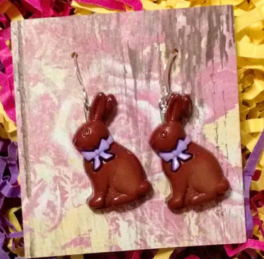 Chocolate bunny Easter earrings
