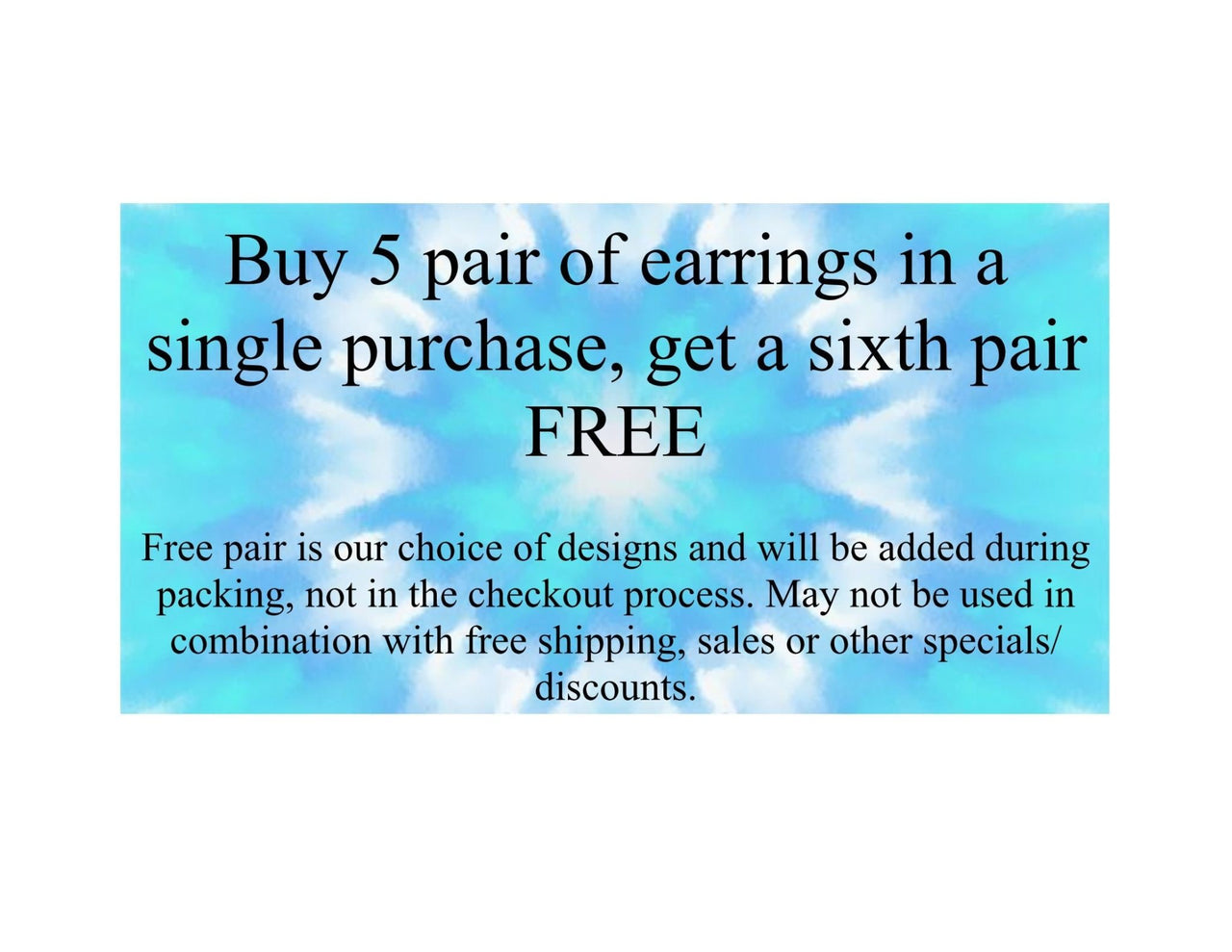 Buy 5 pair of earrings, get a 6th pair free offer from www.brockuscreations2.com