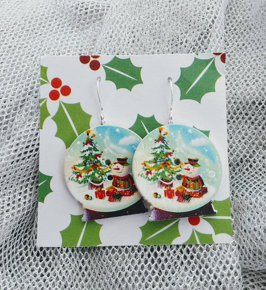 Christmas snow globe earrings