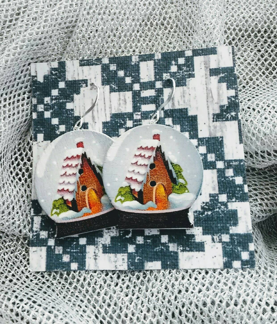 Christmas snow globe earrings