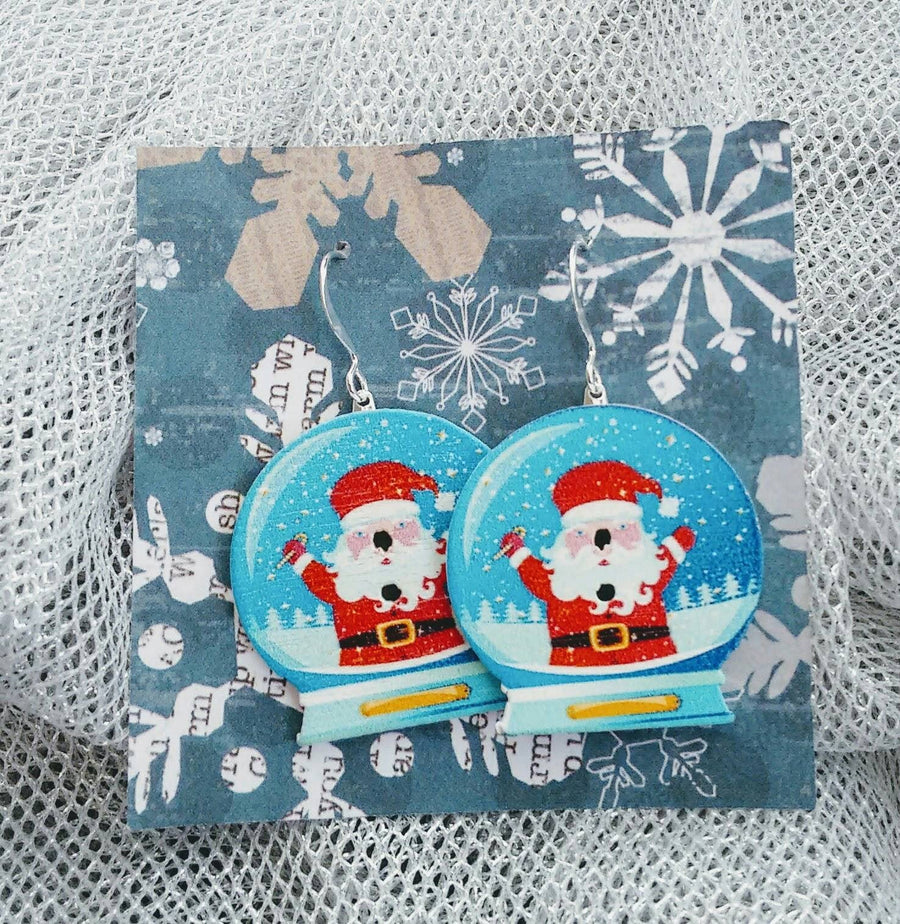Christmas snow globe earrings