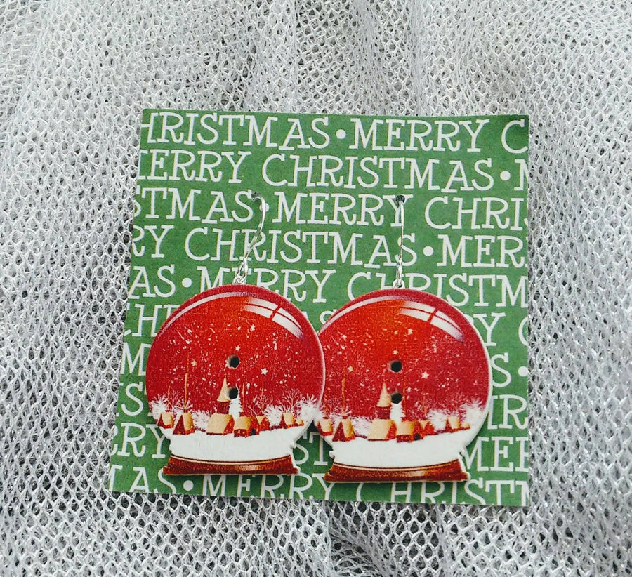 Christmas snow globe earrings