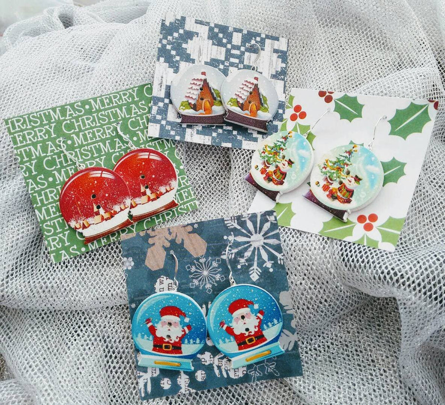 Christmas snow globe earrings