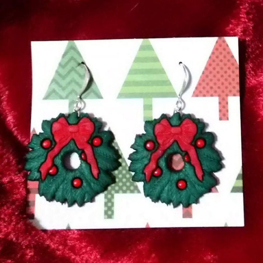 Christmas wreath earrings