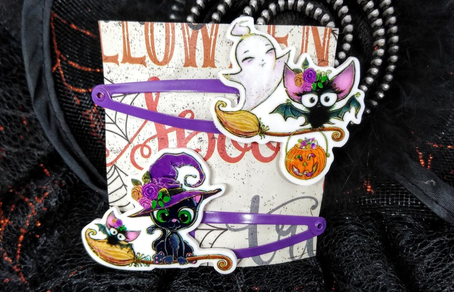 Halloween bat, cat and ghost snap clip