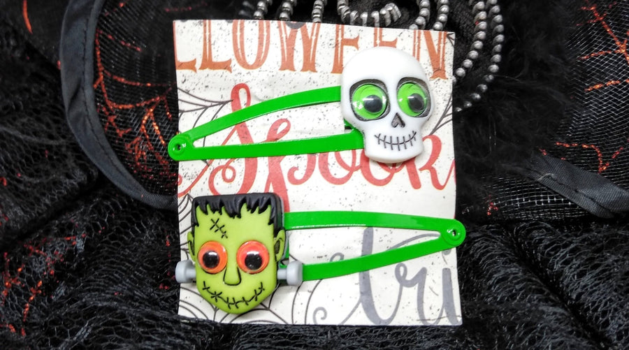 Halloween Frankenstein and skull snap clips