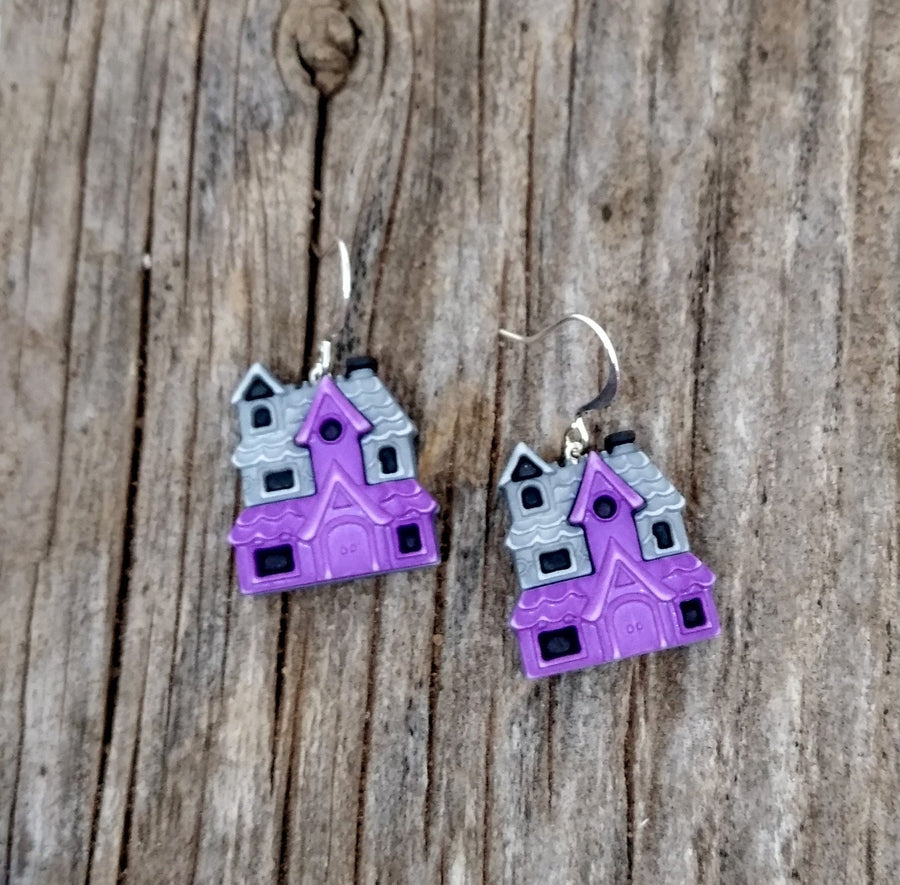 Halloween haunted house earrings