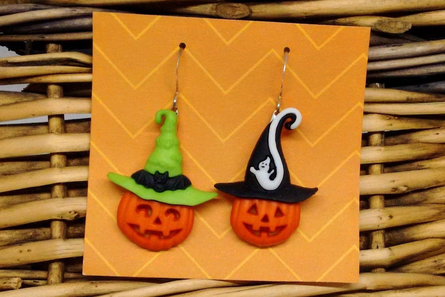Halloween jackolantern earrings