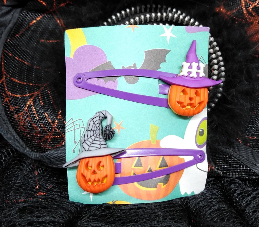Halloween jackolantern snap clips for hair