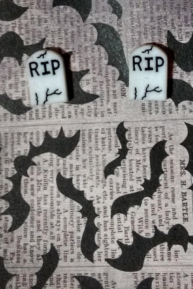 Halloween tombstone earrings