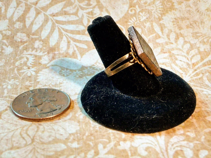 Handcrafted Van Gogh green stained glass ring