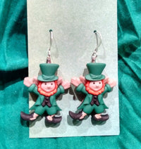Thumbnail for Leprechaun St. Patricks day earrings handcrafted by www.brockuscreations2.com