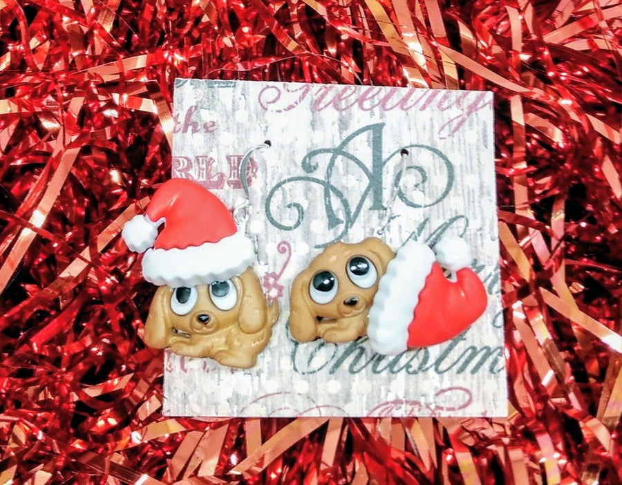 Santa dog earrings