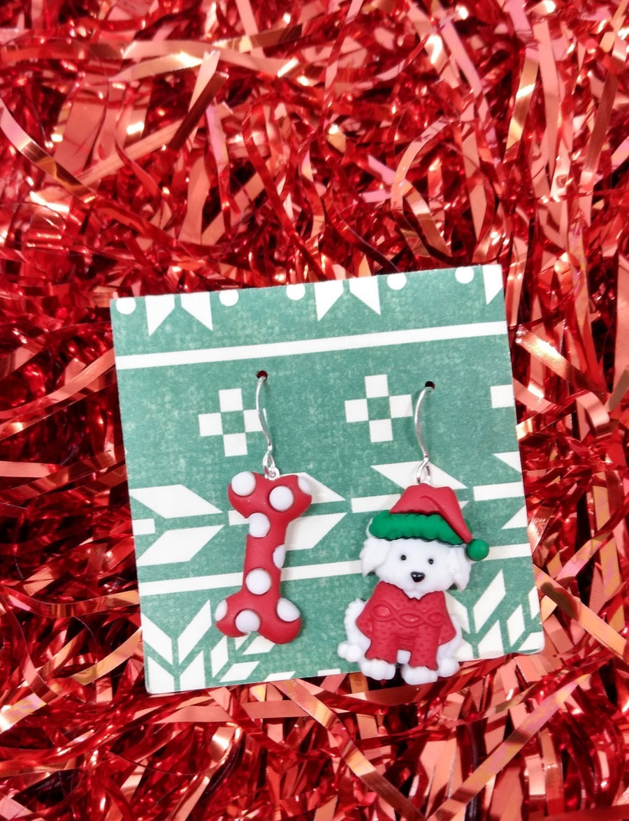 Santa dog earrings