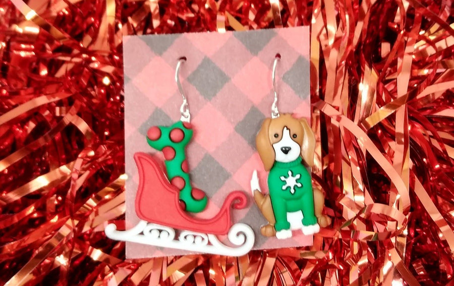 Santa dog earrings