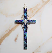 Thumbnail for Van Gogh stained glass wall cross with lily