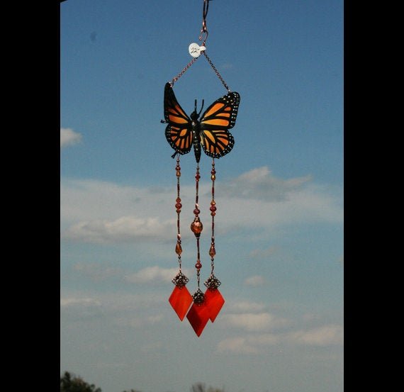 wind chimes, wind chimes handmade, wind chimes memorial, butterfly wind chimes, sympathy gift, butterfly gift, monarchs, mothers day gifts