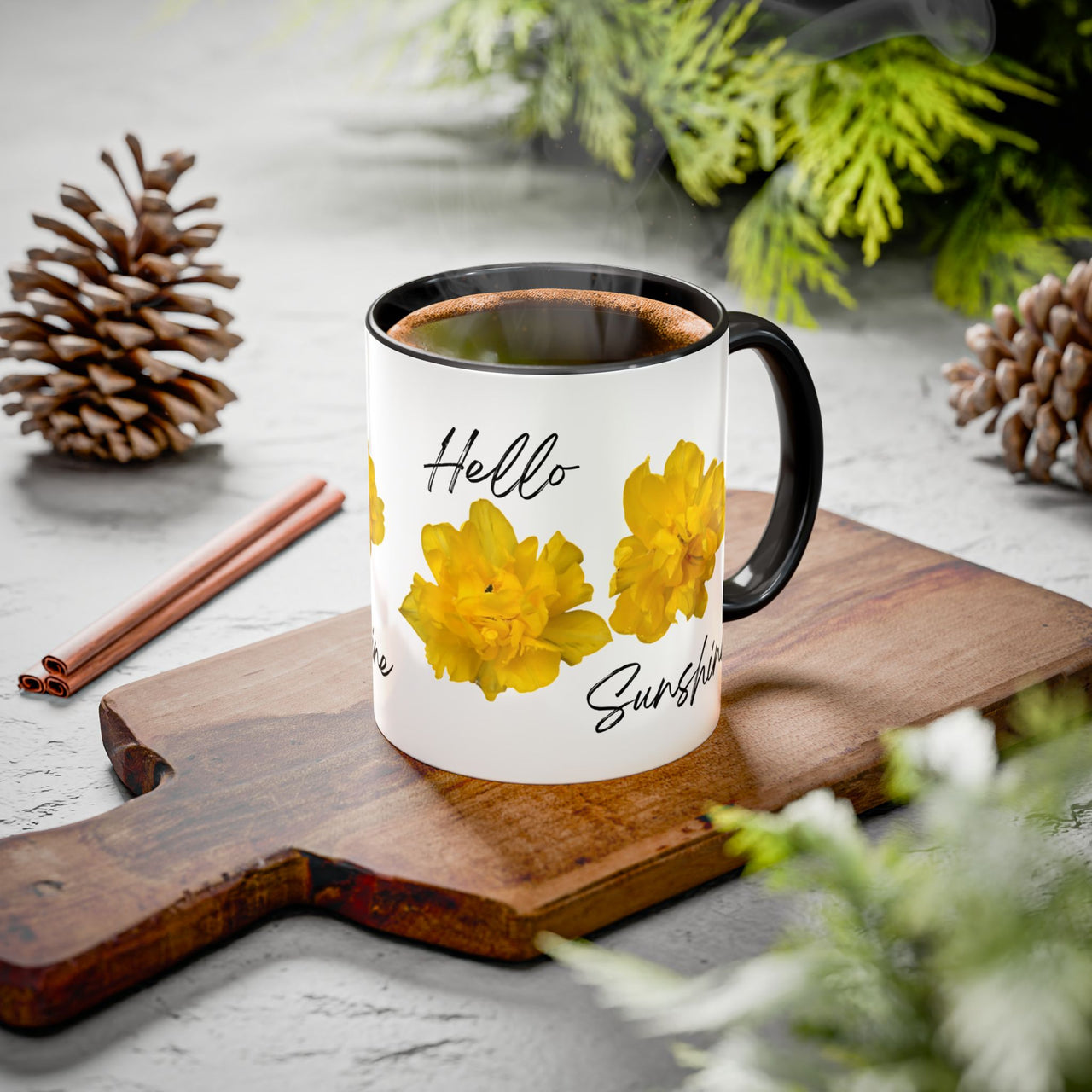 Floral Coffee Mug - Hello Sunshine Yellow Tulips Coffee Cup