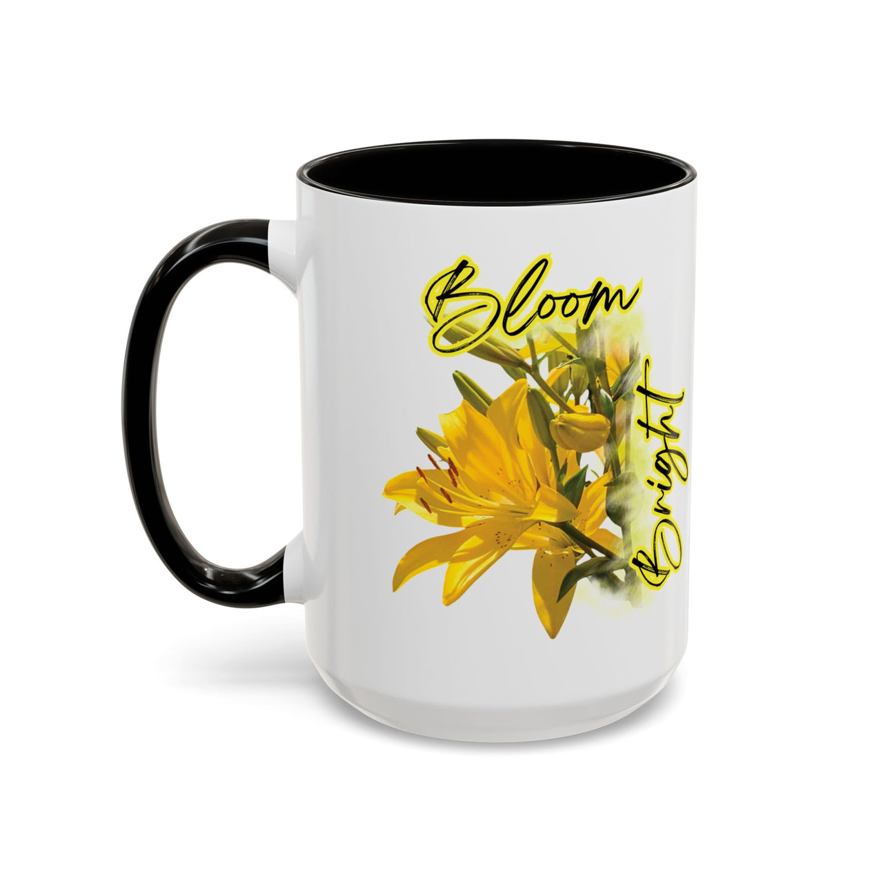 Floral Coffee Mug - "Bloom Bright" Yellow Lilies Coffee Cup