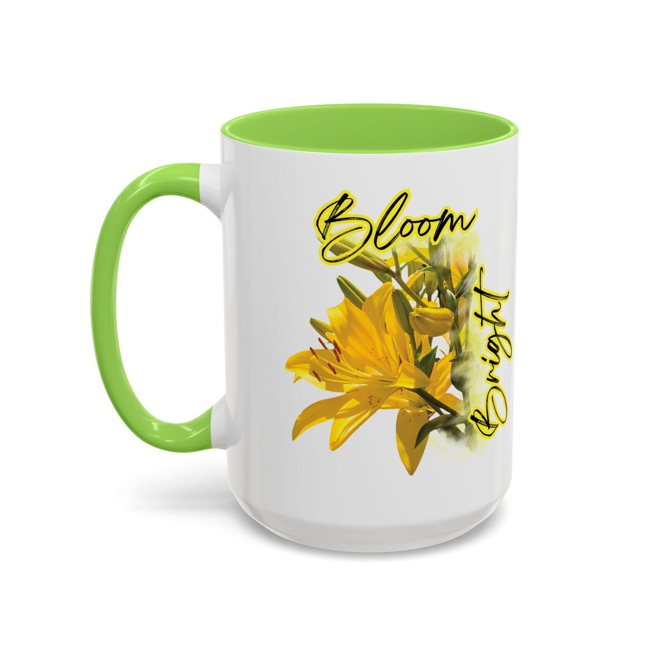 Floral Coffee Mug - "Bloom Bright" Yellow Lilies Coffee Cup