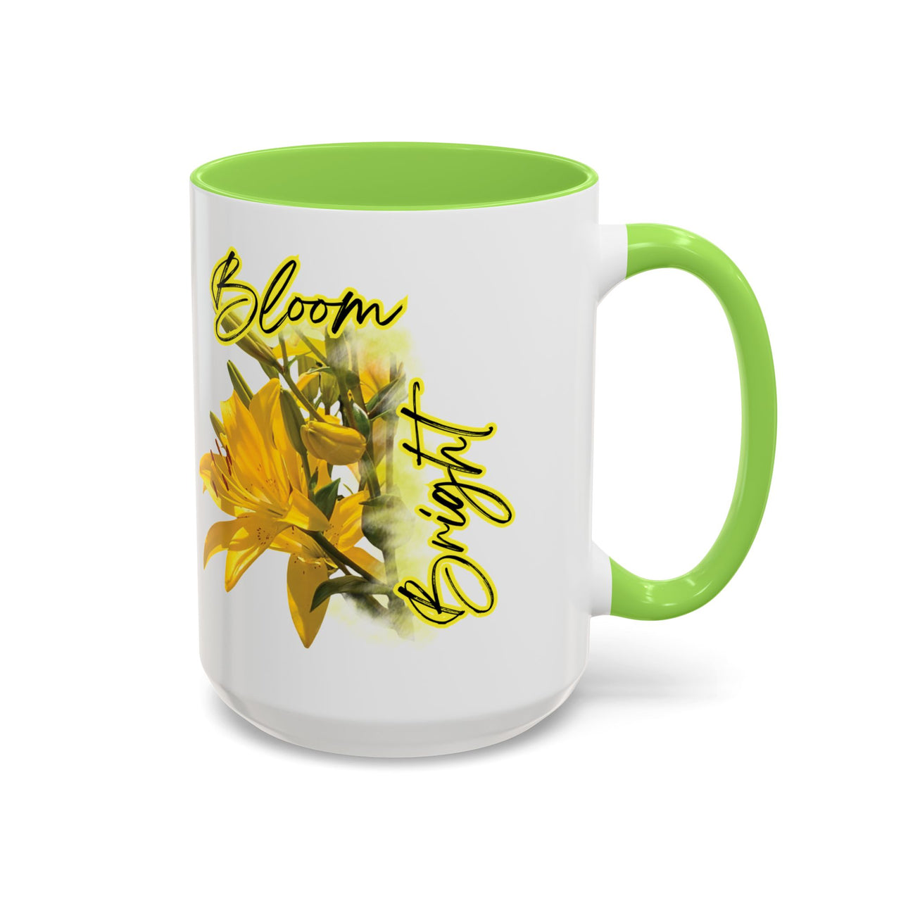 Floral Coffee Mug - "Bloom Bright" Yellow Lilies Coffee Cup