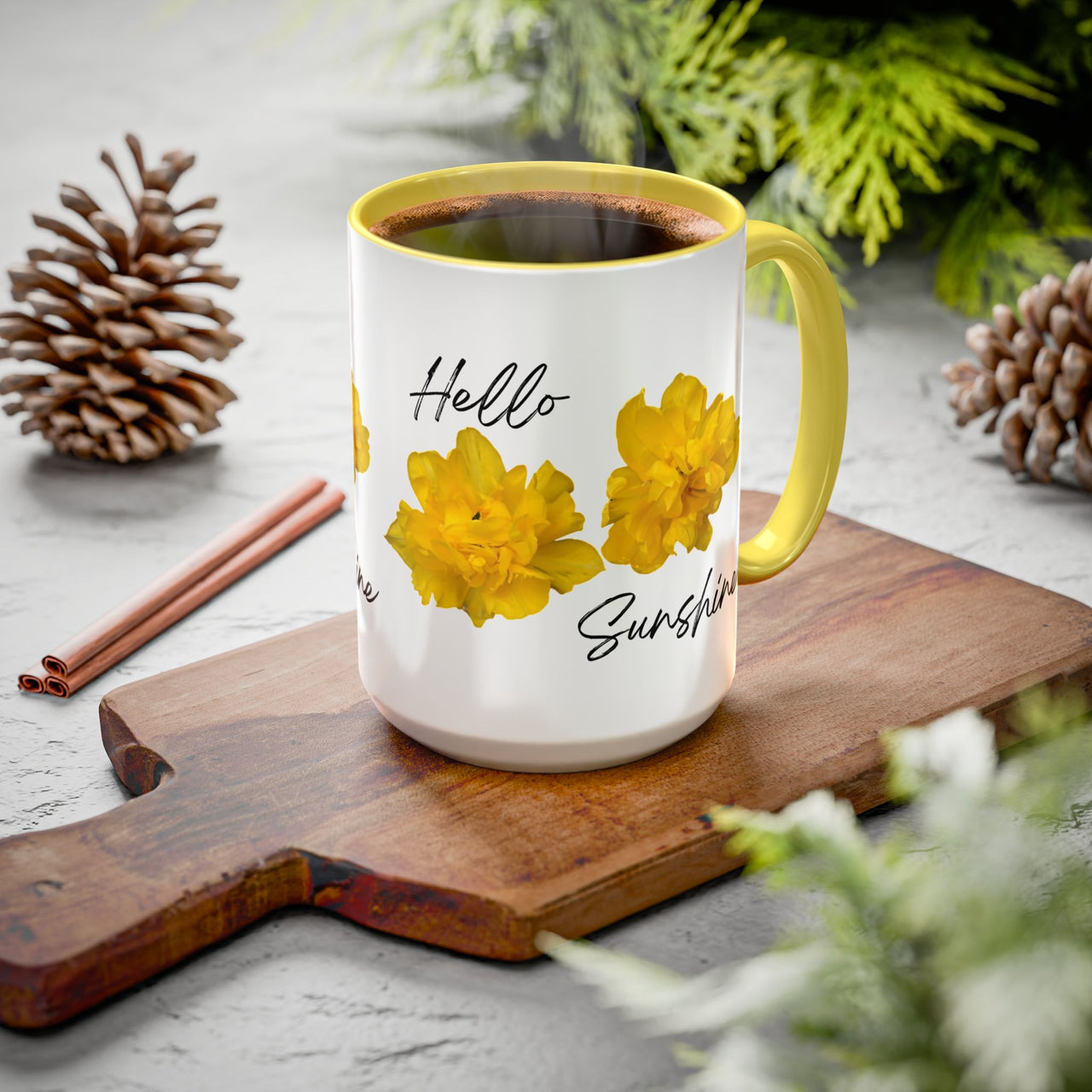 Floral Coffee Mug - Mornin' Sunshine Yellow Tulips