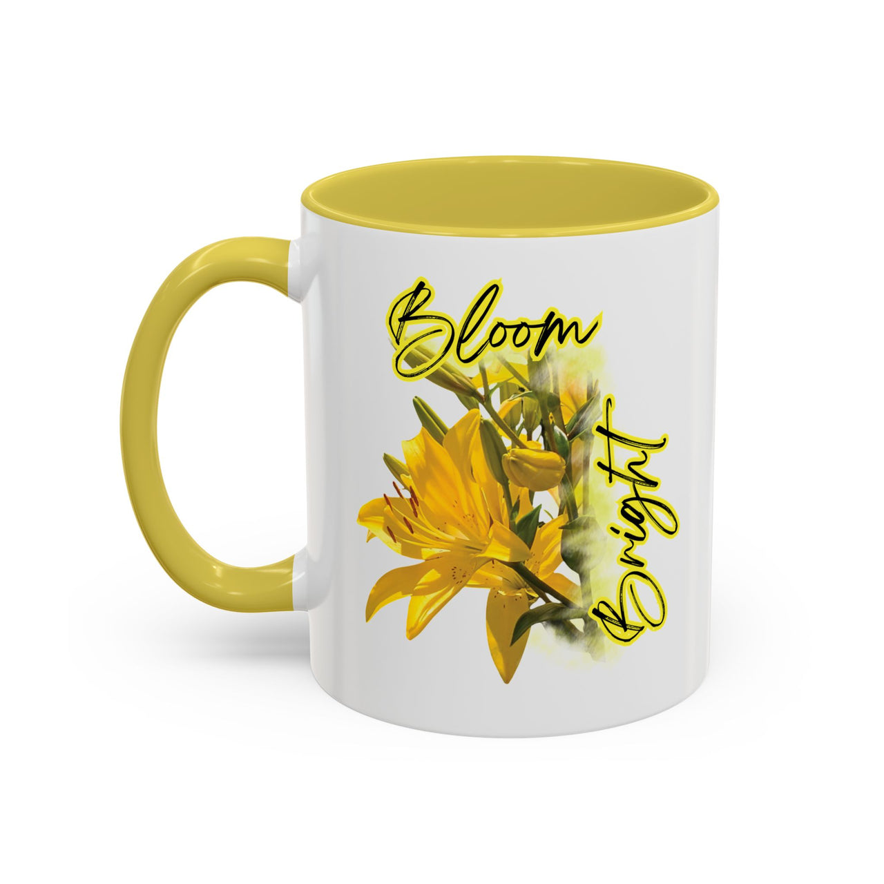 Floral Coffee Mug - "Bloom Bright" Yellow Lilies Coffee Cup