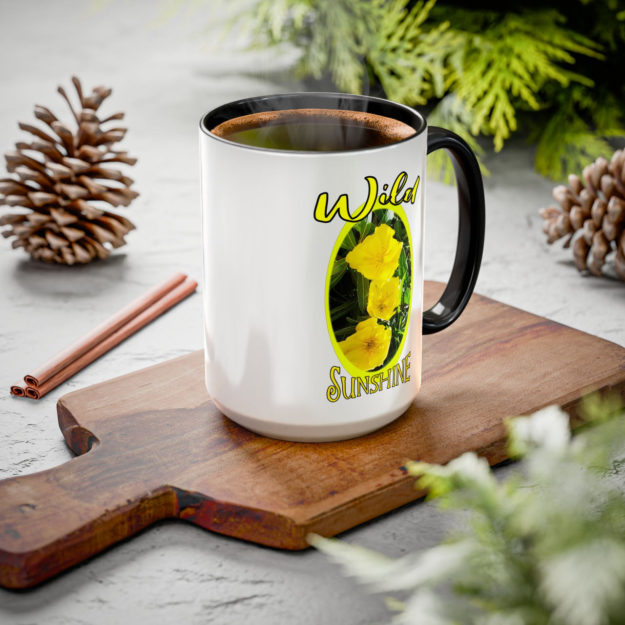 Floral Coffee Mugs – Yellow Primrose Coffee Cup, Perfect for Coffee Lovers, Gifts, Home Decor, and Celebrations