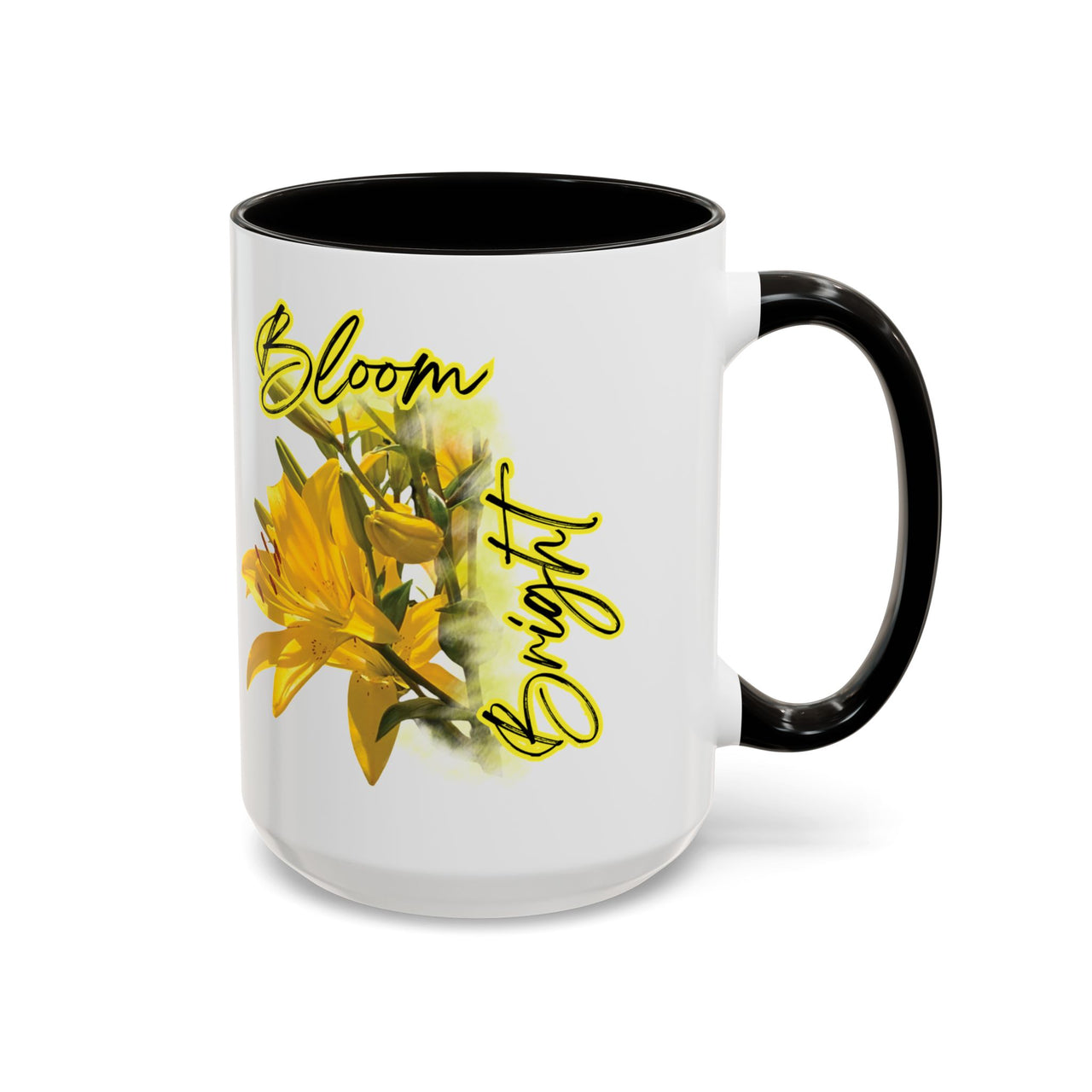 Floral Coffee Mug - "Bloom Bright" Yellow Lilies Coffee Cup