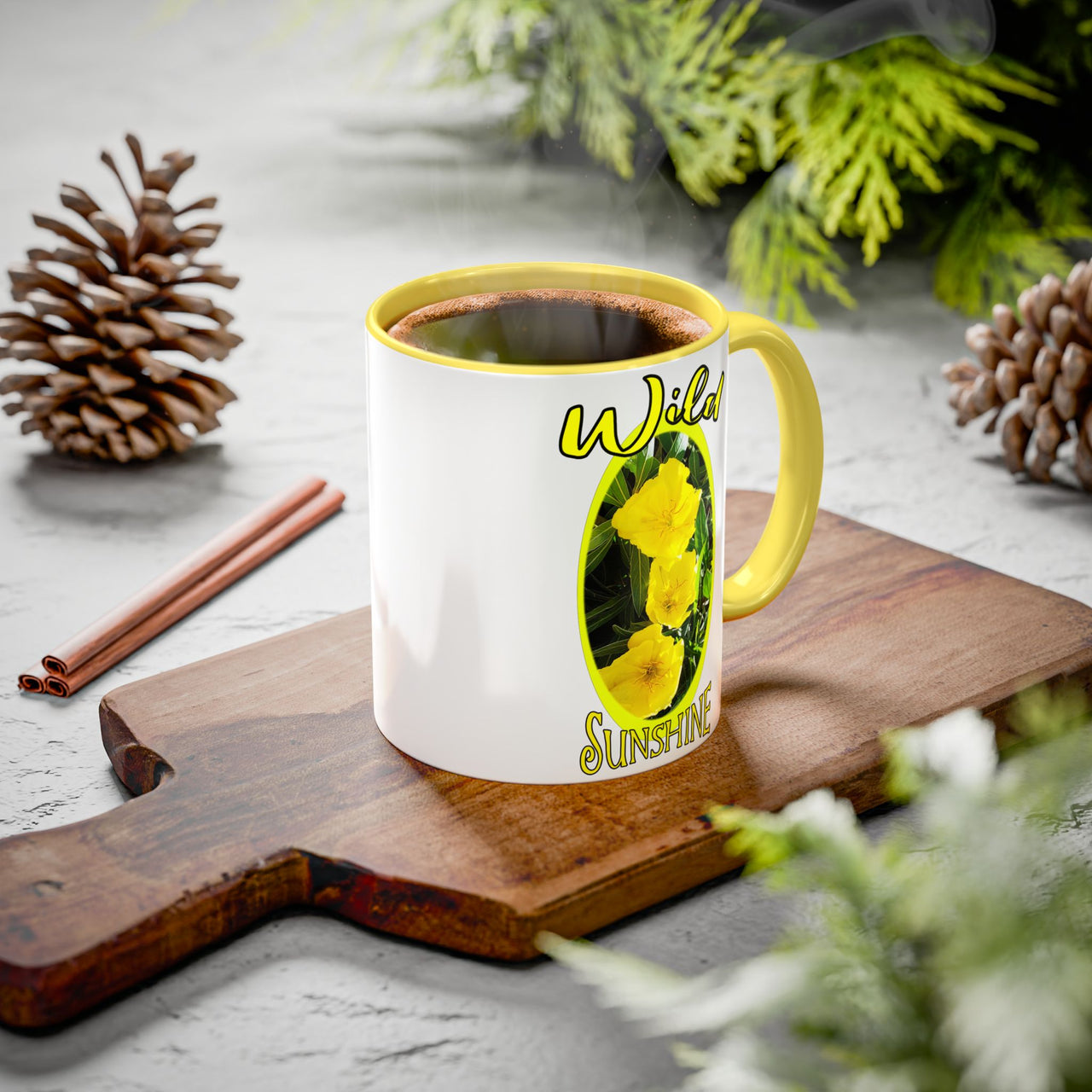 Floral Coffee Mugs – Yellow Primrose Coffee Cup, Perfect for Coffee Lovers, Gifts, Home Decor, and Celebrations