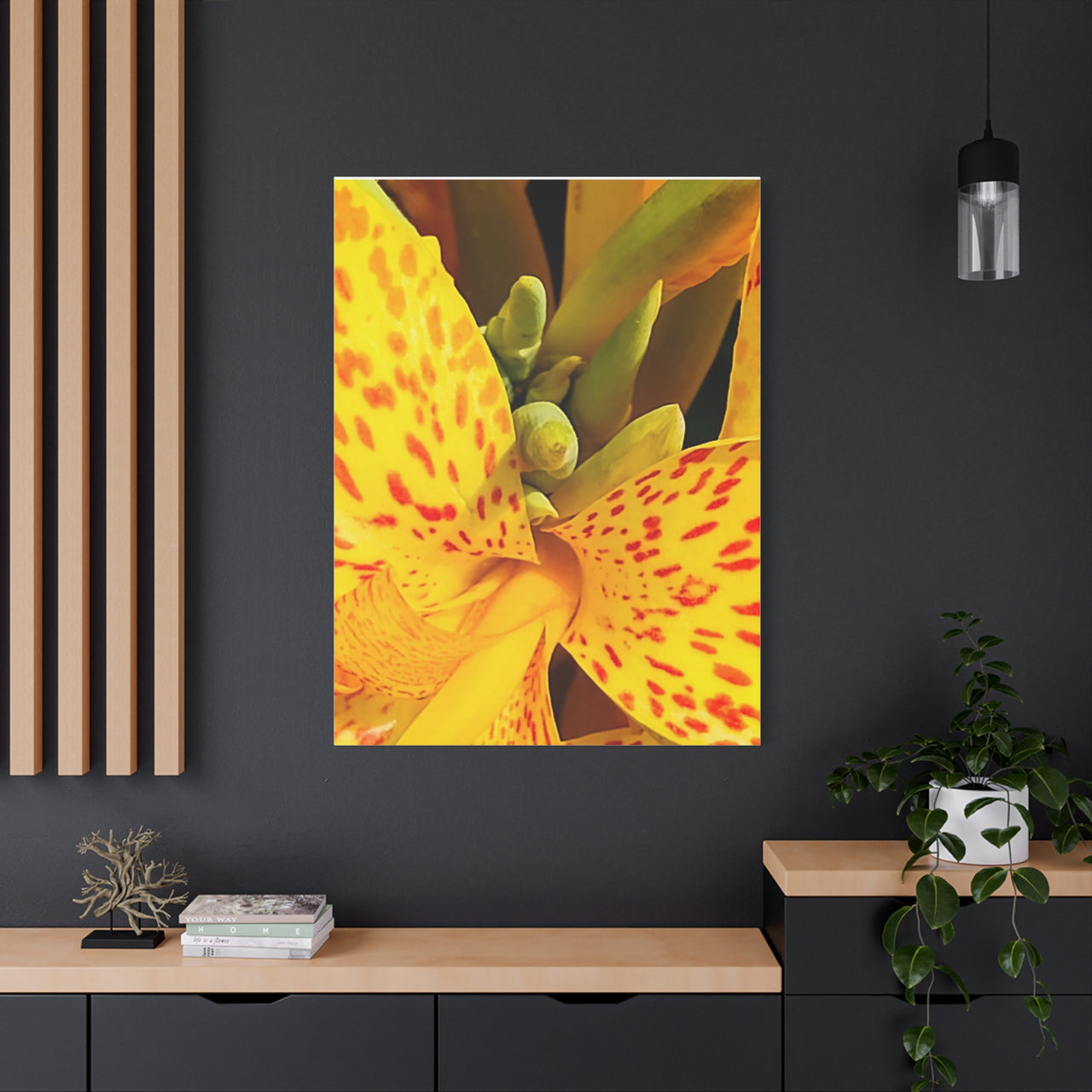 Vibrant Floral Canvas Art - Bright Yellow Canna Artwork, Wall Decor, Gift for Nature Lovers, Home Decoration, Floral Prints