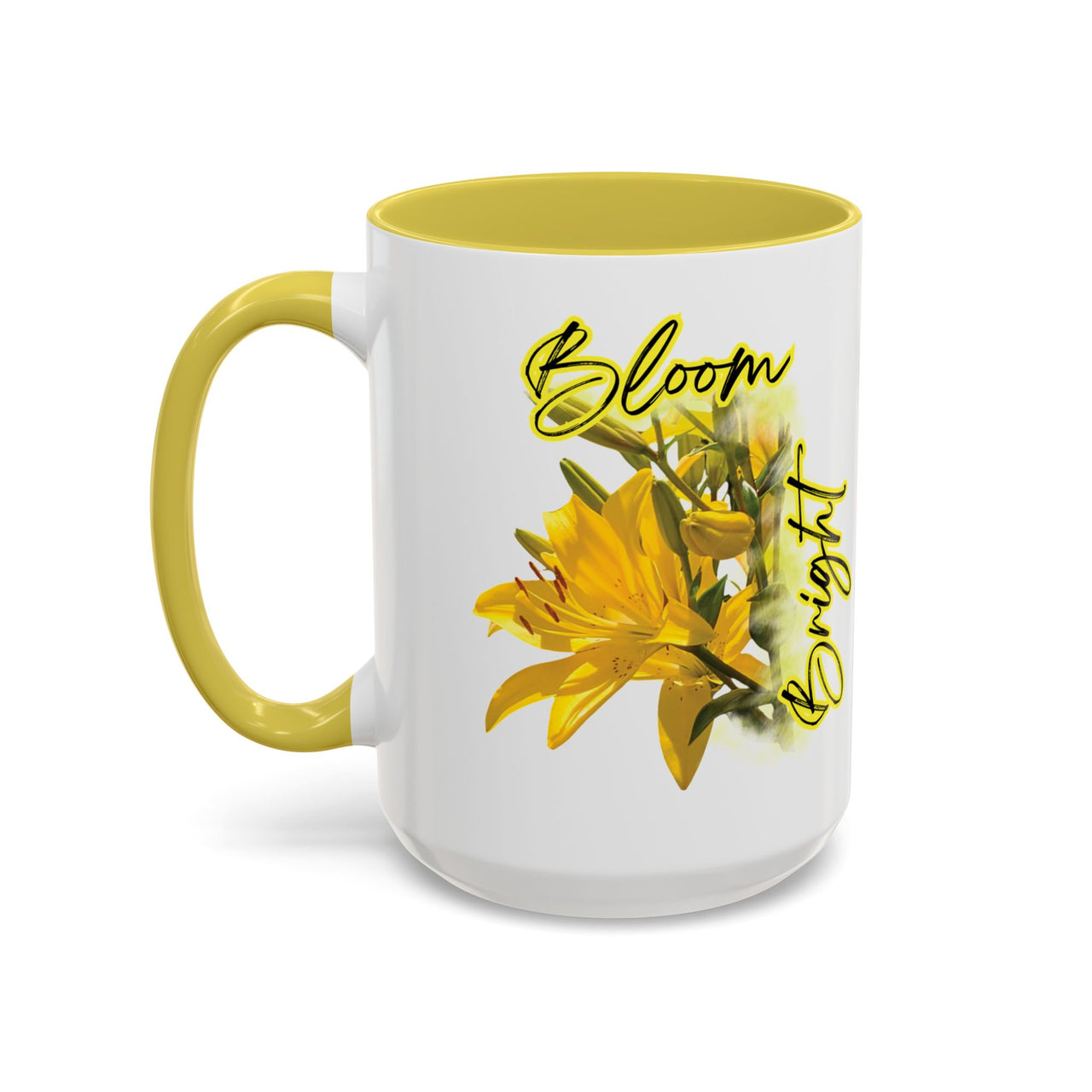 Floral Coffee Mug - "Bloom Bright" Yellow Lilies Coffee Cup