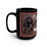 Thumbnail for Mug - Werewolf with Old Mansion and Full Moon Design - Full Moon Fever - 15oz Black Mug