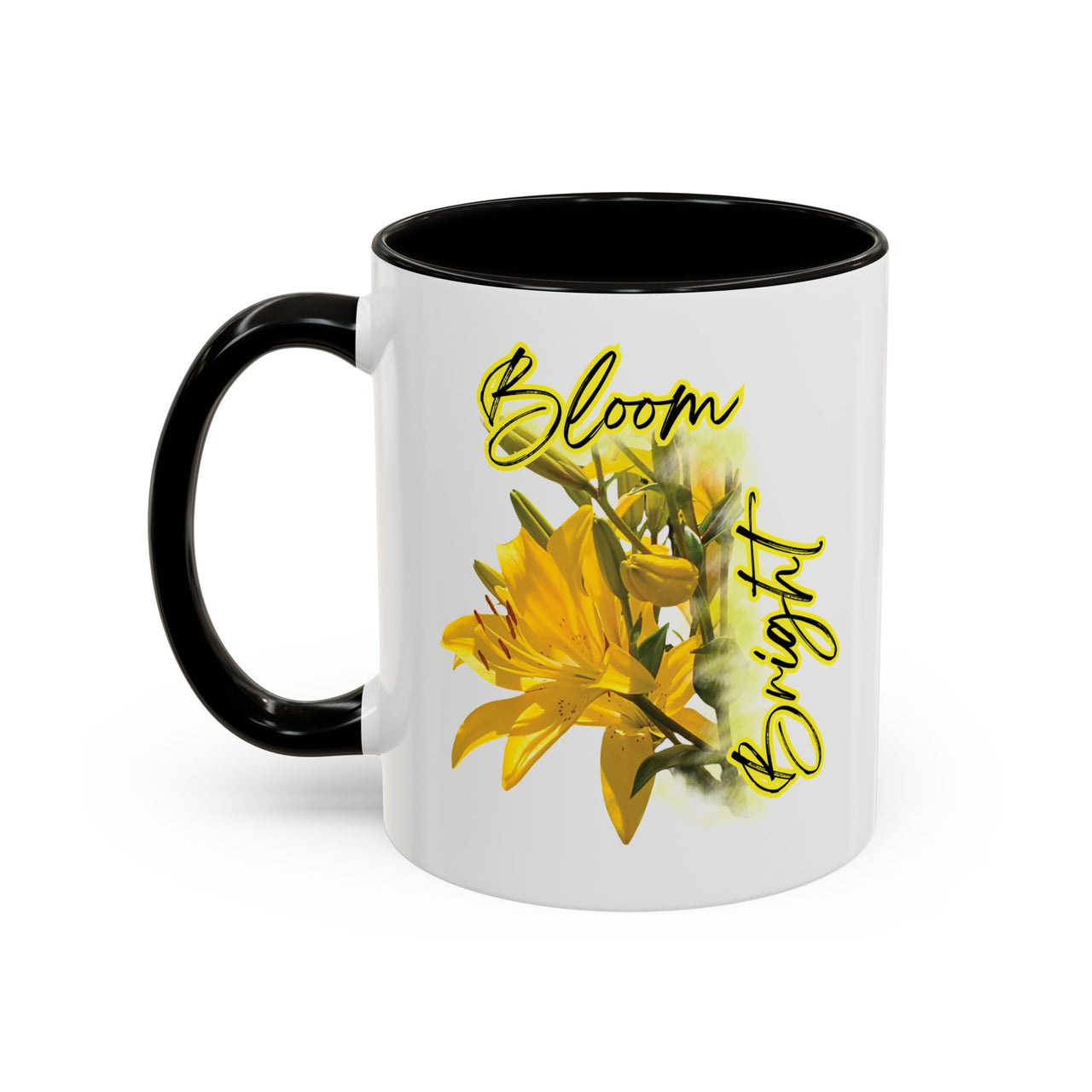 Floral Coffee Mug - "Bloom Bright" Yellow Lilies Coffee Cup