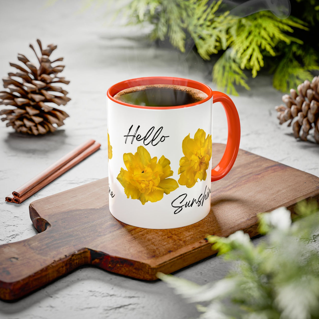 Floral Coffee Mug - Hello Sunshine Yellow Tulips Coffee Cup