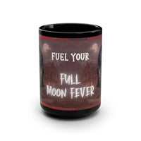 Thumbnail for Mug - Werewolf with Old Mansion and Full Moon Design - Full Moon Fever - 15oz Black Mug