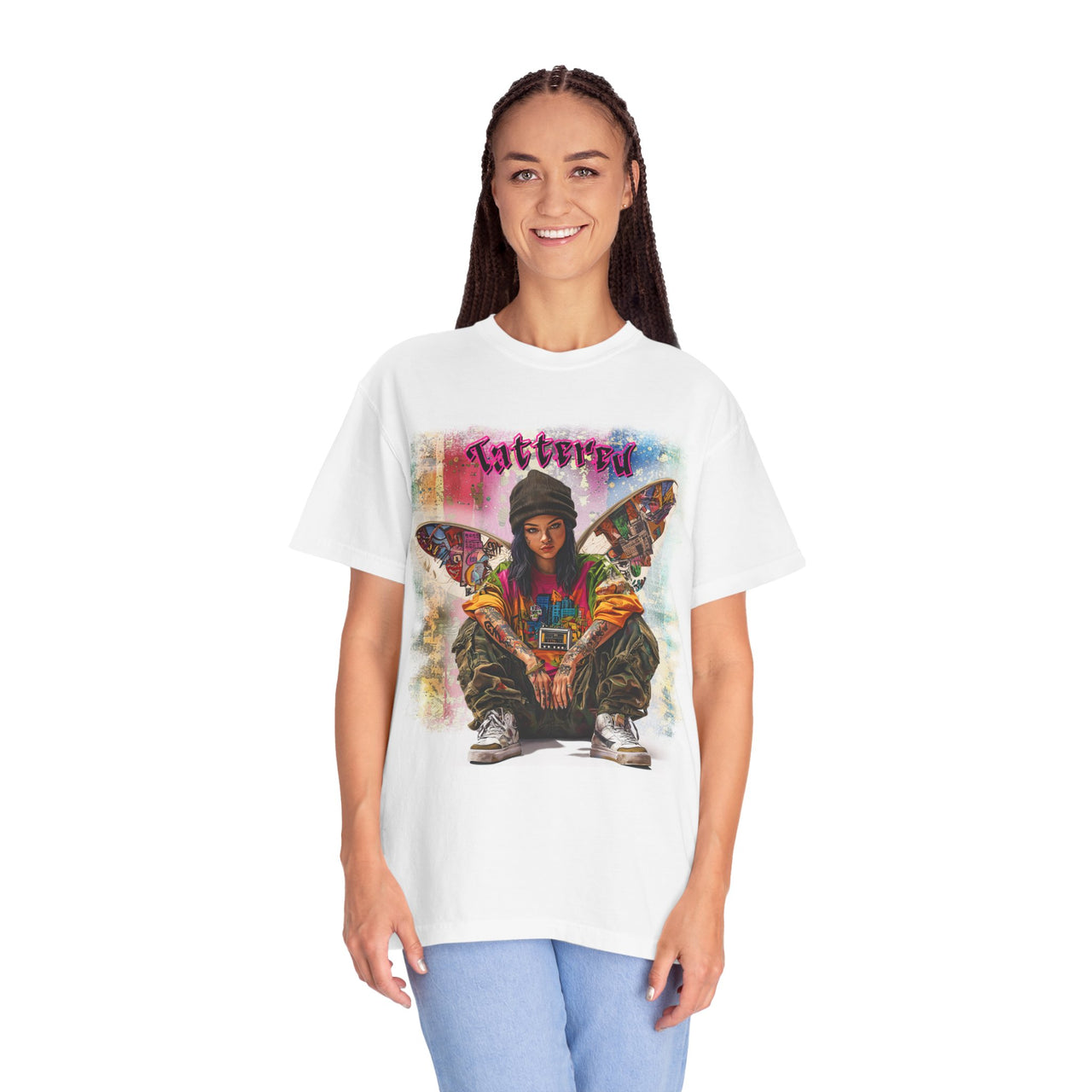 Urban Wings Fairy T-Shirt "Tattered"| Trendy Streetwear Tee, Gift for Skateboarders, Casual Wear, Festival Outfit - Brockus Creations 