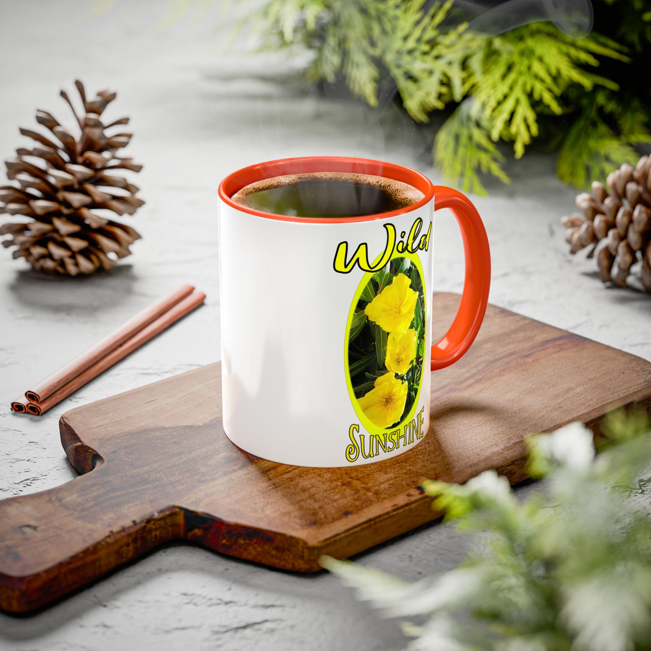 Floral Coffee Mugs – Yellow Primrose Coffee Cup, Perfect for Coffee Lovers, Gifts, Home Decor, and Celebrations