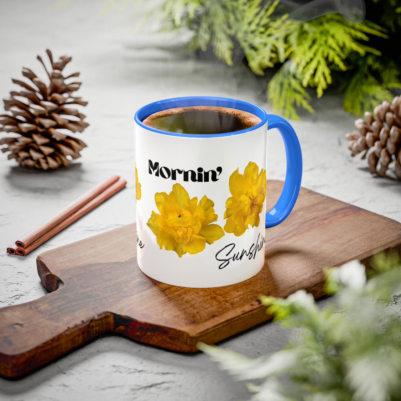 Floral Coffee Mug - Mornin' Sunshine Yellow Tulips