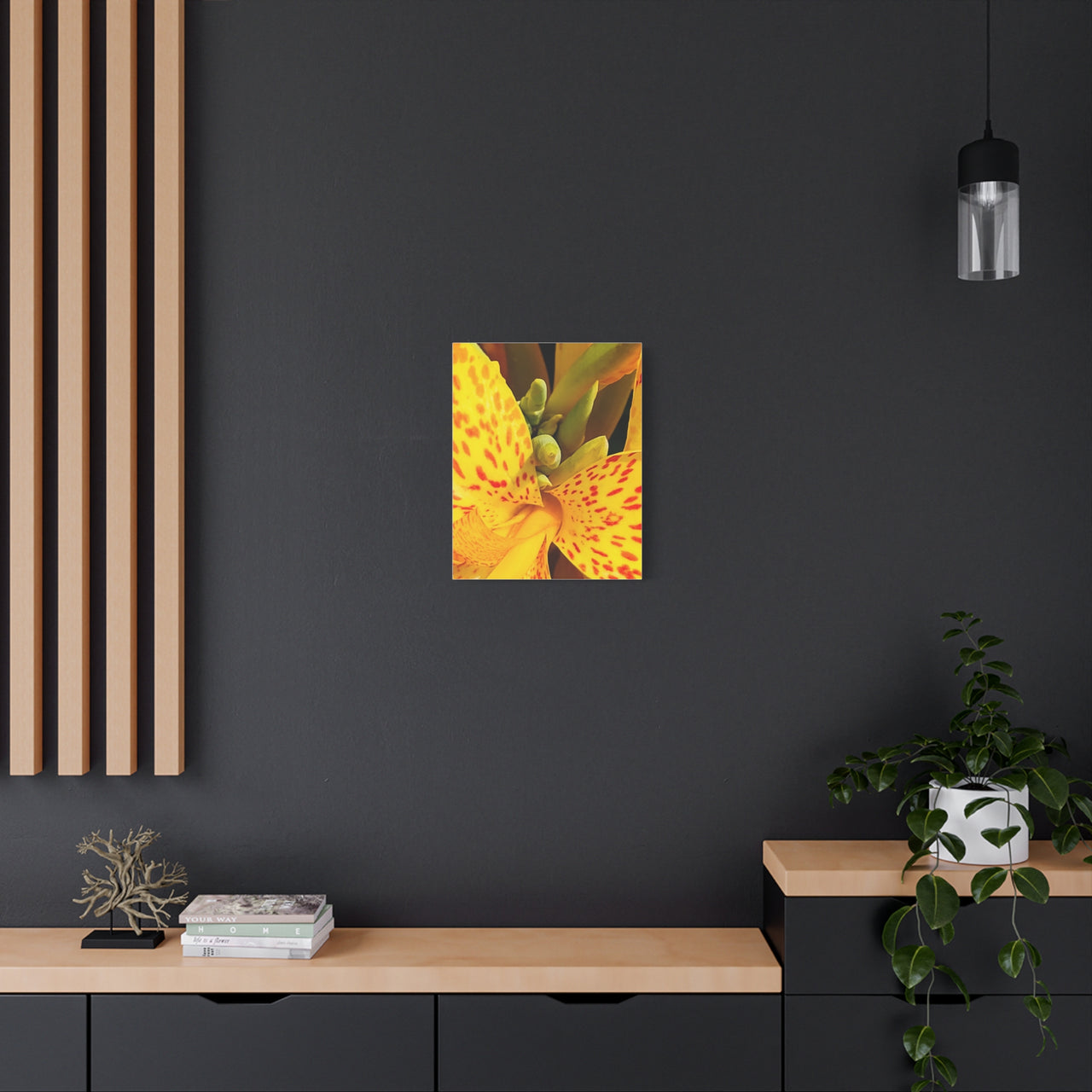 Vibrant Yellow Canna Photo on Canvas, Wall Decor