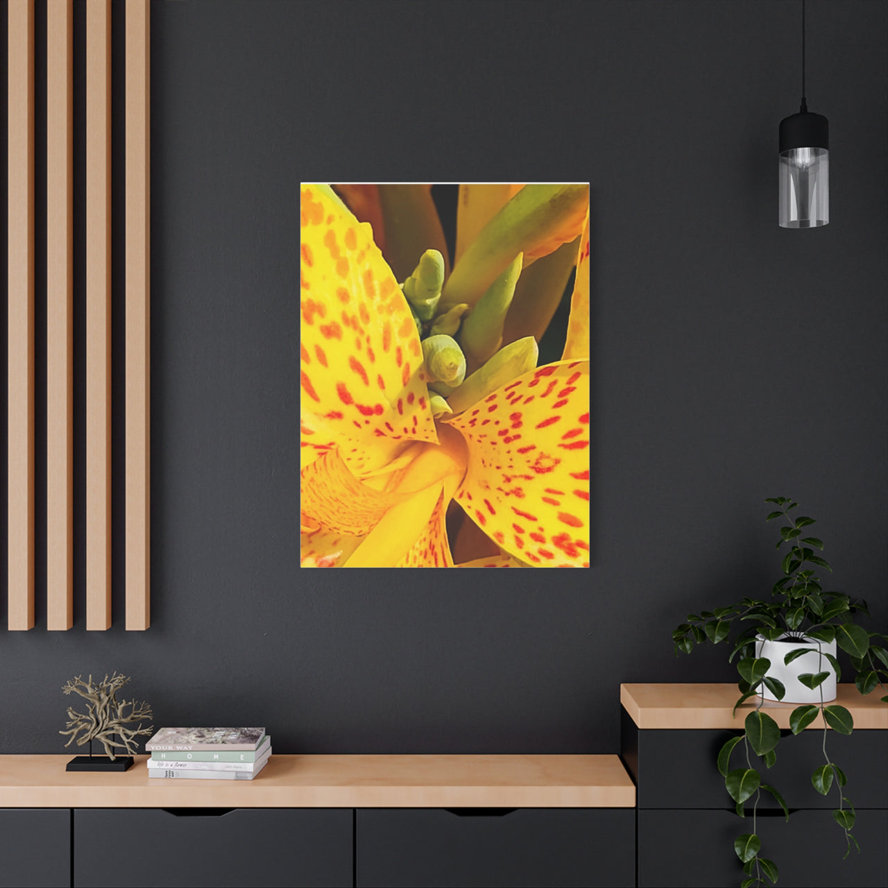 Vibrant Floral Canvas Art - Bright Yellow Canna Artwork, Wall Decor, Gift for Nature Lovers, Home Decoration, Floral Prints