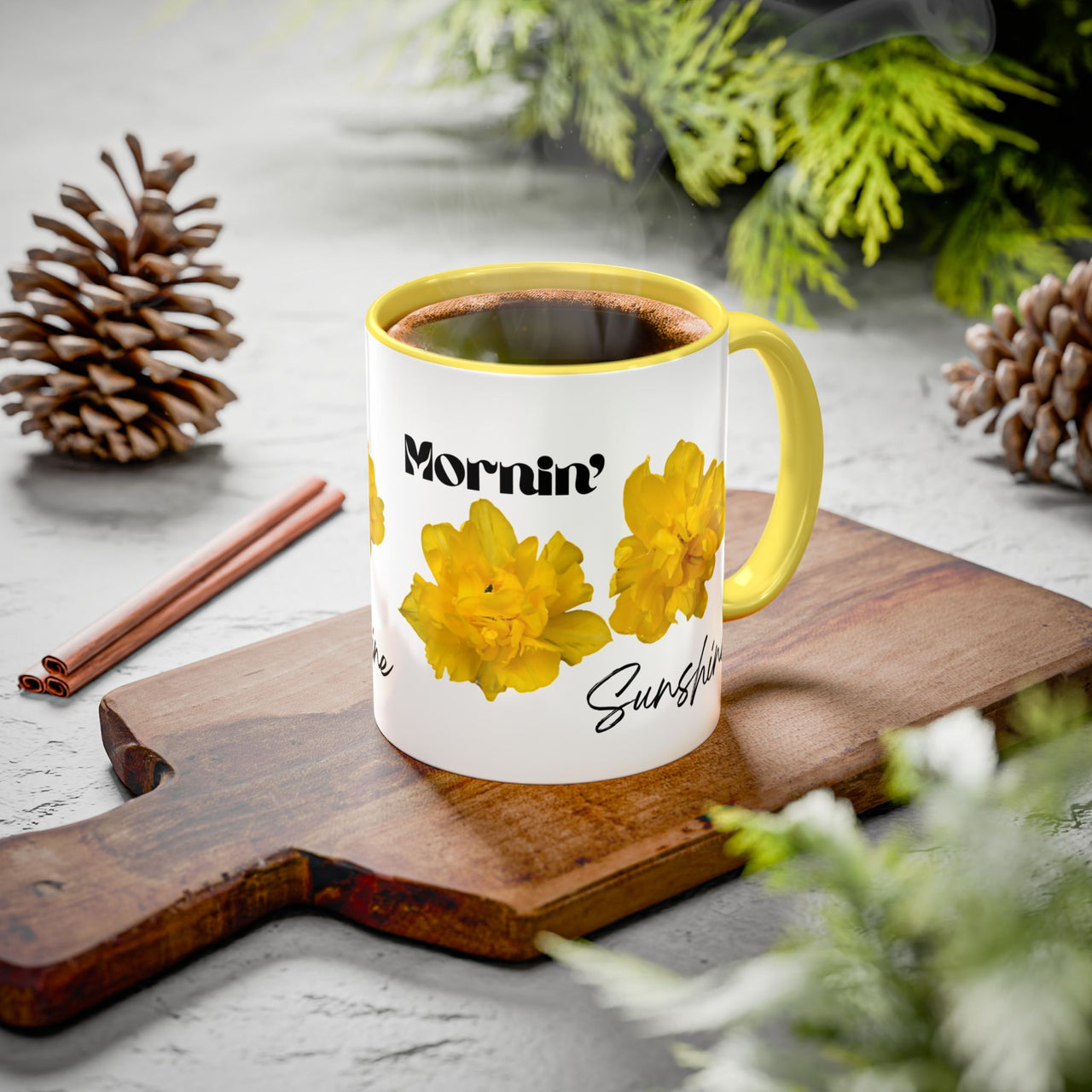Floral Coffee Mug - Mornin' Sunshine Yellow Tulips