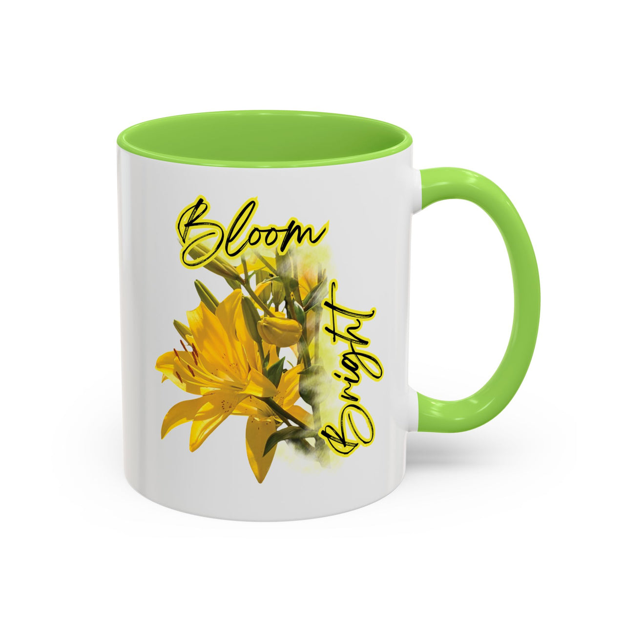 Coffee Mug - "Bloom Bright" Yellow Lilies Coffee Cup - Brockus Creations 