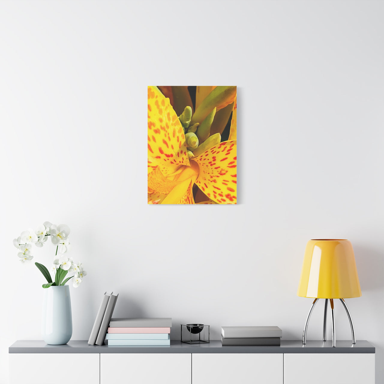 Vibrant Floral Canvas Art - Bright Yellow Canna Artwork, Wall Decor, Gift for Nature Lovers, Home Decoration, Floral Prints