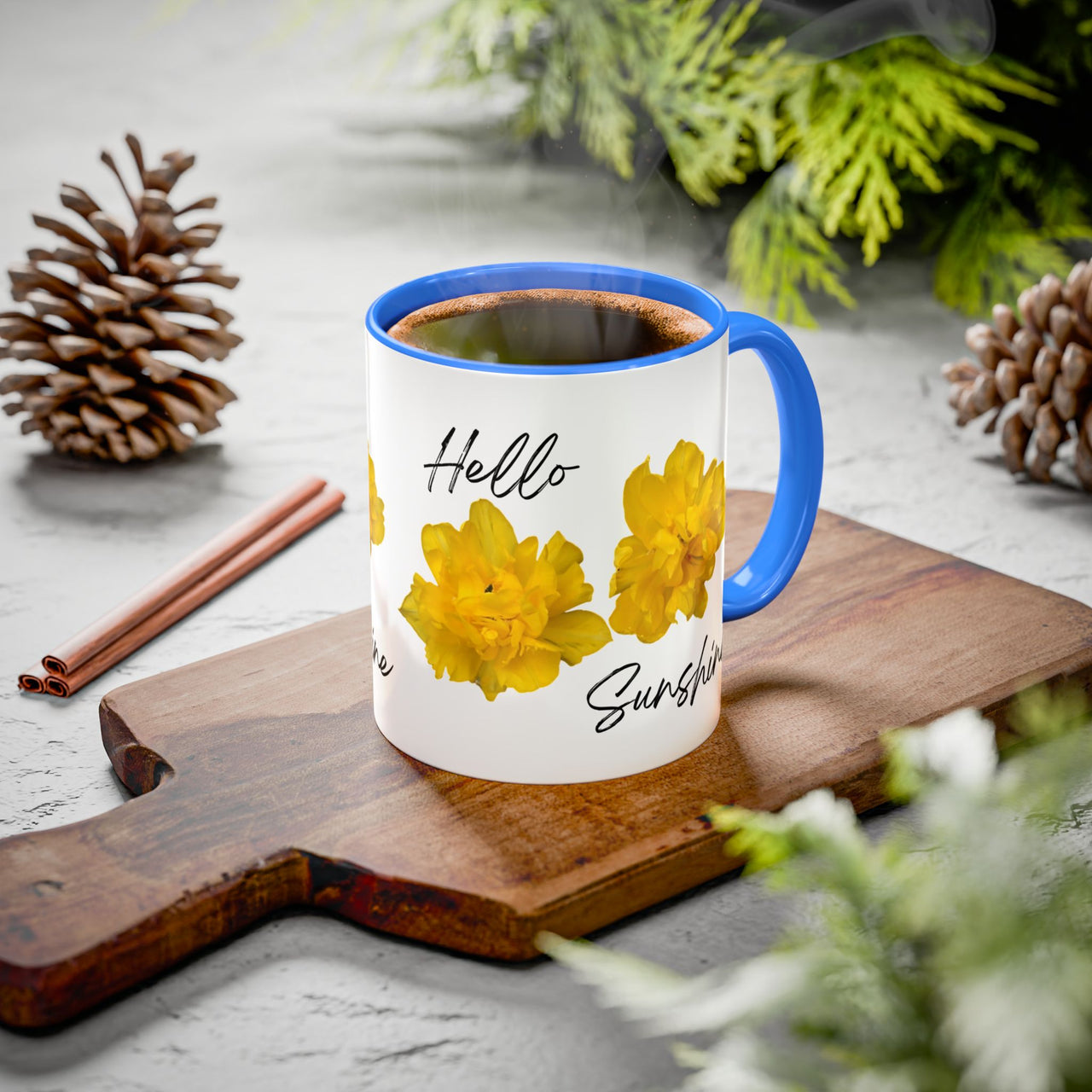 Floral Coffee Mug - Hello Sunshine Yellow Tulips Coffee Cup