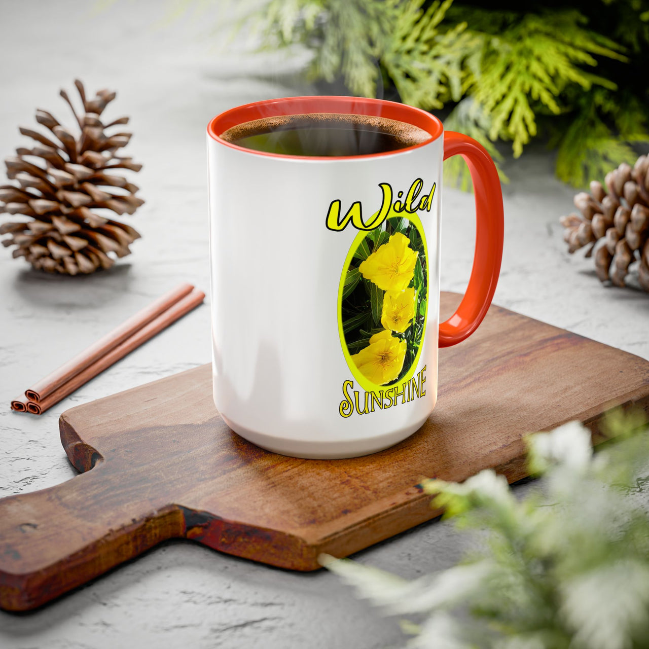Floral Coffee Mugs – Yellow Primrose Coffee Cup, Perfect for Coffee Lovers, Gifts, Home Decor, and Celebrations
