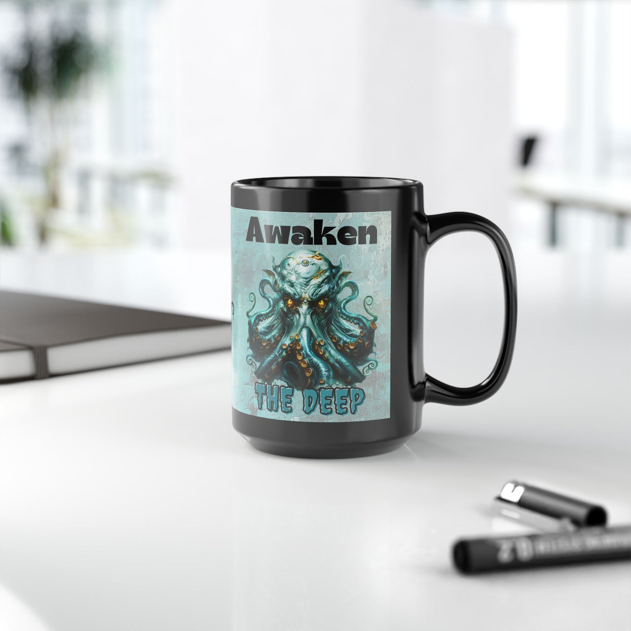 Cthulhu Themed Mug, Gothic Gift for Tea Lovers, Unique Coffee Cup, Ocean Inspired Decor, Awaken the Deep - Brockus Creations 