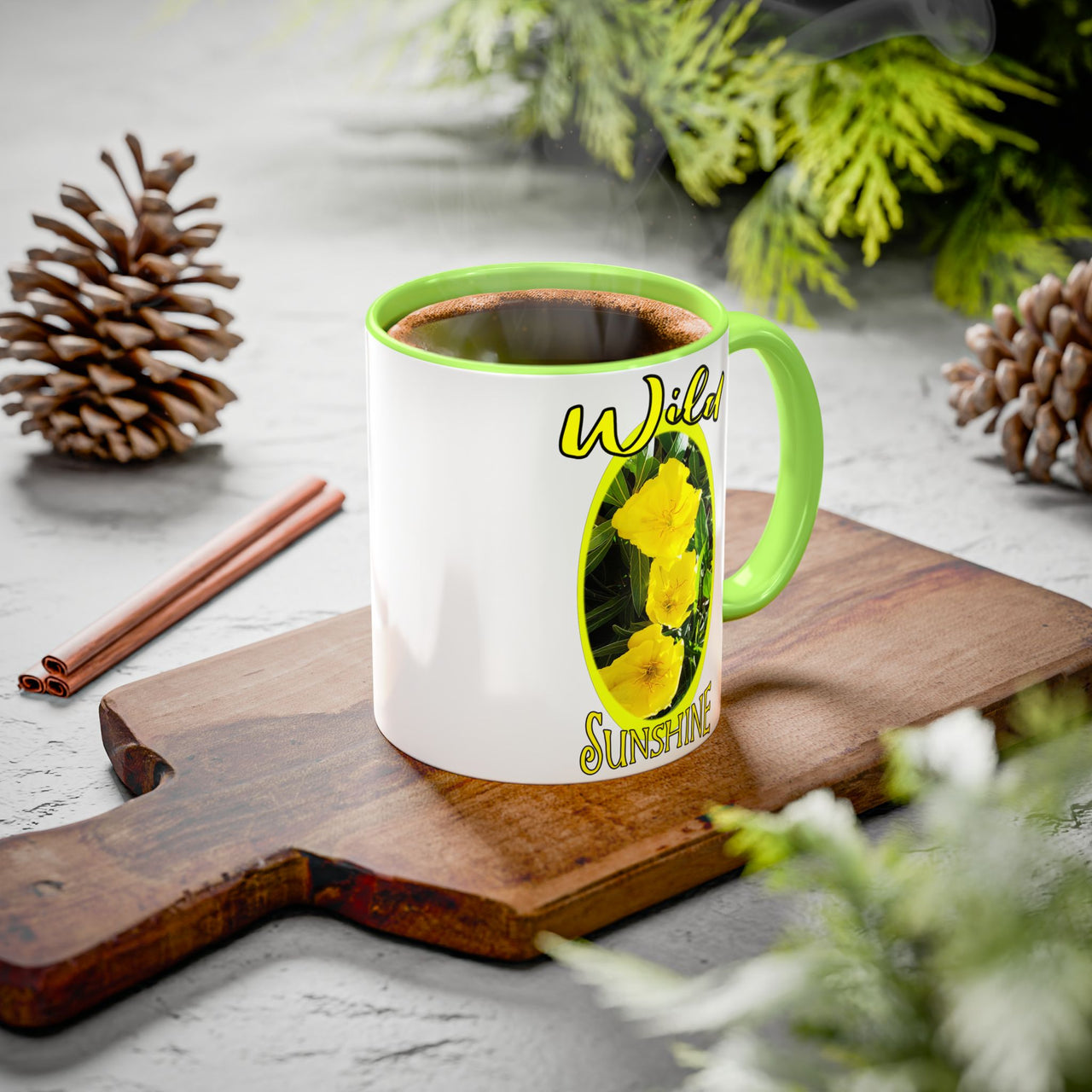 Floral Coffee Mugs – Yellow Primrose Coffee Cup, Perfect for Coffee Lovers, Gifts, Home Decor, and Celebrations