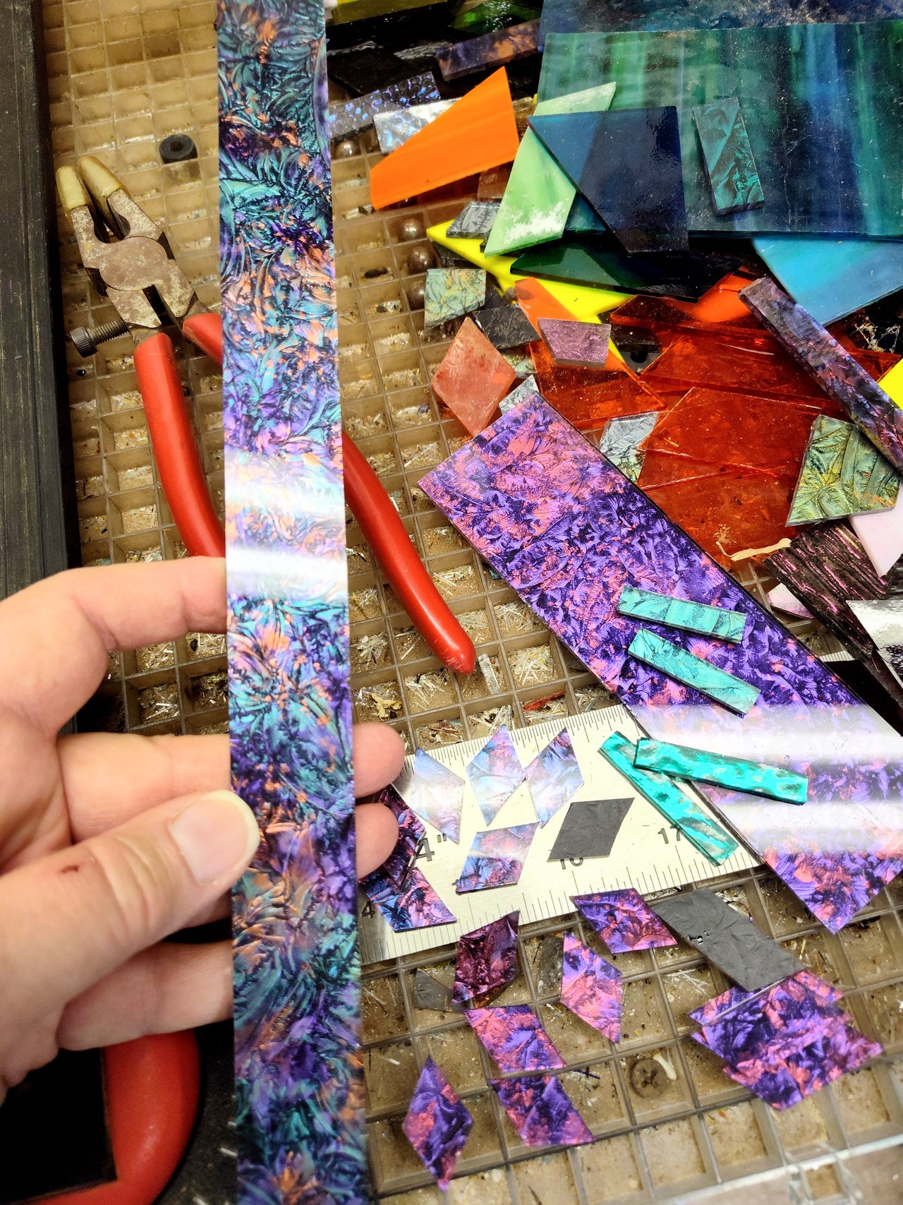 Van Gogh stained glass wall cross with lily